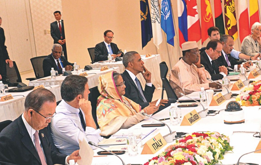 Prime Minister Sheikh Hasina attends a meeting during the G7 Ise-Shima Summit in Shima of Japan yesterday. Photo: PID/ AFP