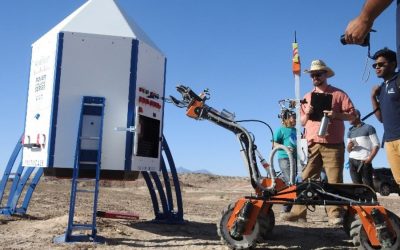 米国ユタ州で開催されたUniversity Rover Challenge（URC）2018にロボットが展示されています