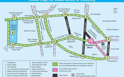 Ekushey FebruaryのShaheed Minar路線図