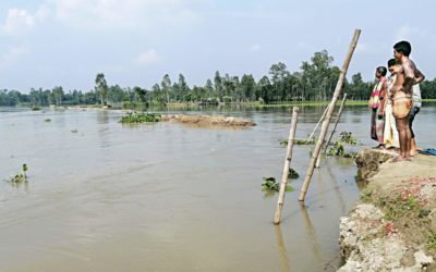 堤防の洪水農場での違反
