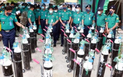 Rajshahi警察はCovid-19患者のために無料の酸素バンクを開きます