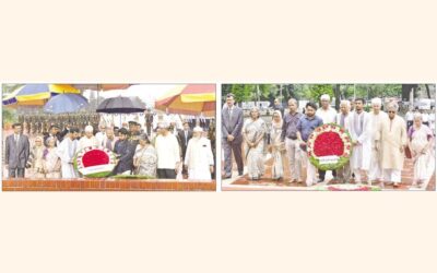 首席顧問と顧問らが解放戦争と言語の殉教者に敬意を表す