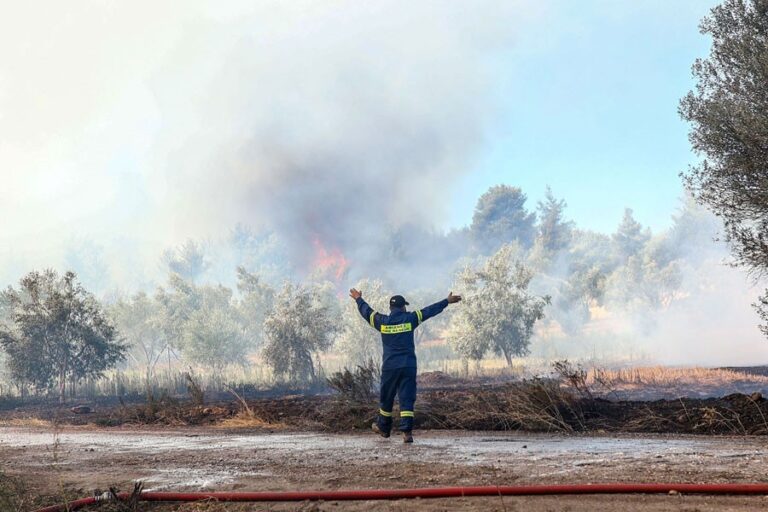 ギリシャの山火事が猛威を振るい、住民が避難