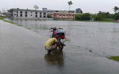 クシュティアで記録破りの241mmの降雨