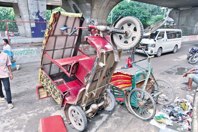 交通警察がバッテリー駆動のオートリキシャ2台を押収した。