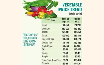 野菜価格が急騰。唐辛子350タカ、ナス200タカ