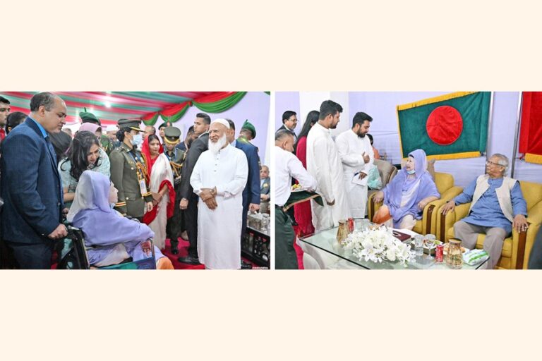 シャフィクル・ラーマン博士（左）とナヒド・イスラム氏（右）がBNP議長カレダ・ジア氏を表敬訪問した。