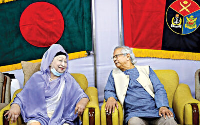 カレダ氏、国防記念日レセプションでユヌス氏と面会