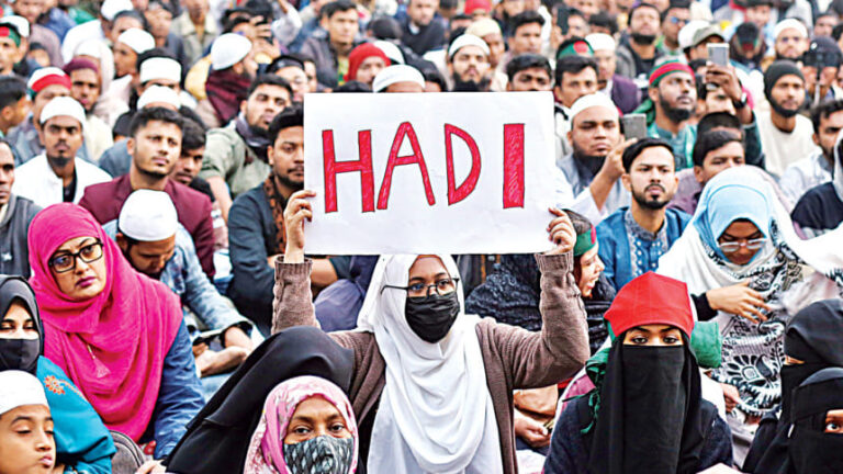 ハディ殺害事件：正義が実現するまでシャーバグを離れない