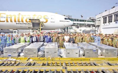 バングラデシュ平和維持部隊の遺体6体が帰国