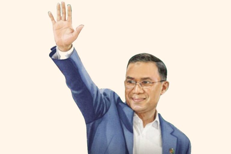 今日はタリーク・ラーマンを迎えるためのステージの準備が整った