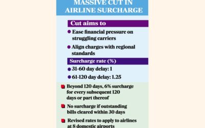 政府、航空会社の追加料金を14.25%に引き下げ