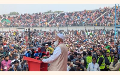 ジャマーアト・エ・イスラミ・アミールのシャフィクール・ラーマン博士が選挙集会で演説