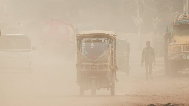 ほこりに覆われた道路：写真で確認
