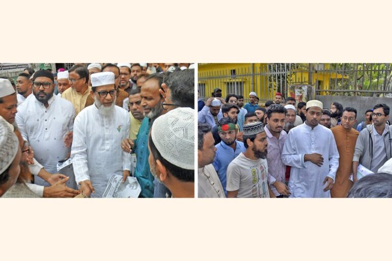 ダッカ第9選挙区のBNP候補ハビブール・ラシッド・ハビブとダッカ第8選挙区のNCP候補ナシルディン・パトワリーが選挙運動を行っている。