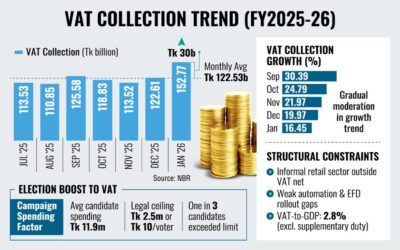 世論調査支出が1月のVAT収入を押し上げる