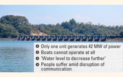 水位低下により発電や通信が中断