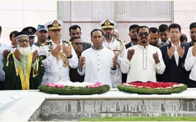 議長と副議長がジアウル・ラフマン氏とカレダ・ジア氏に敬意を表す