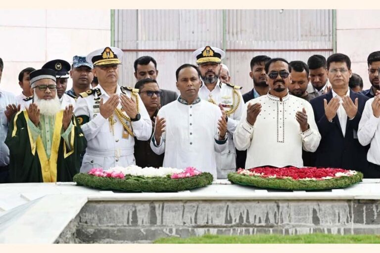 議長と副議長がジアウル・ラフマン氏とカレダ・ジア氏に敬意を表す