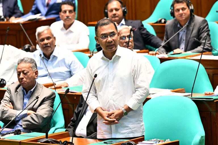 タリク・ラフマン首相が予算審議会で演説