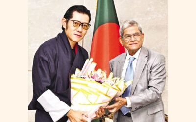 ミルザ・ファクルル・イスラム・アラムギル大統領がブータン国王ジグメ・ケサル・ナムゲル・ワンチュクを歓迎