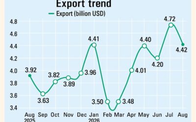 8月の輸出額は前年同月比13.14％増