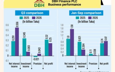DBHファイナンスの第3四半期利益は、引当金計上と投資収益の減少により22％減少した。